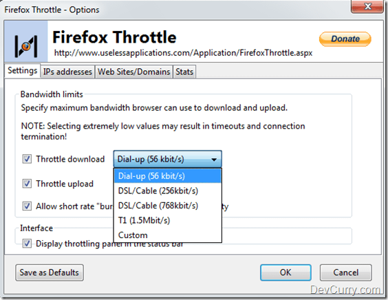 Firefox Throttle