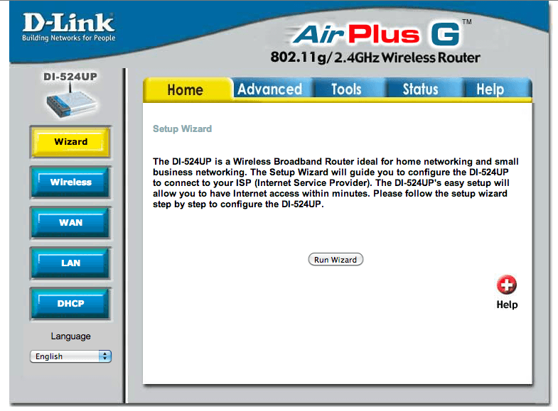 Accessing the admin page of a DI-524UP